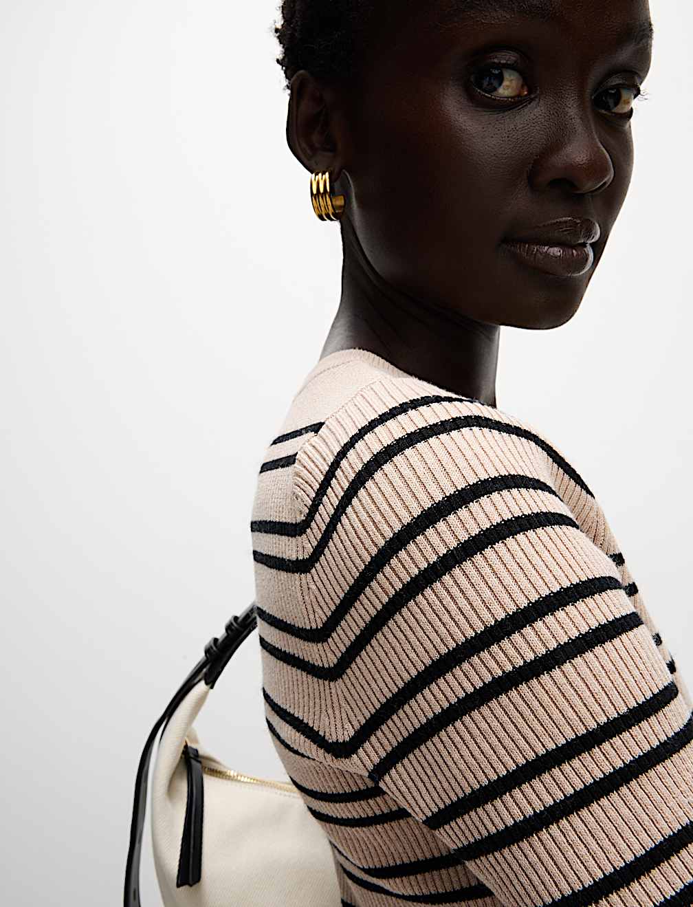 Striped Crew Neck Slim Fit Knitted Top