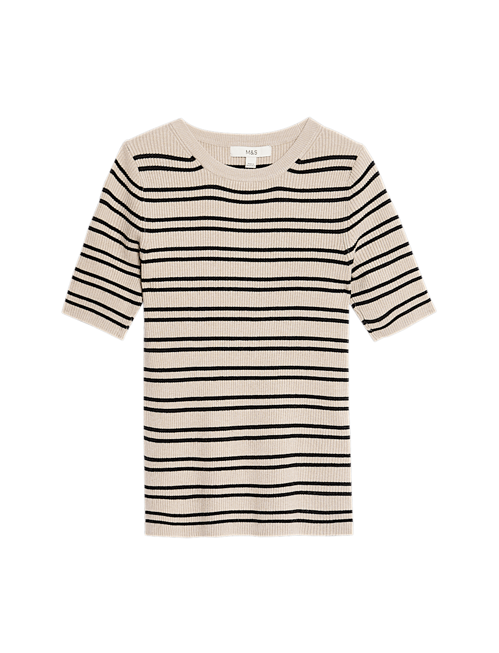 Striped Crew Neck Slim Fit Knitted Top