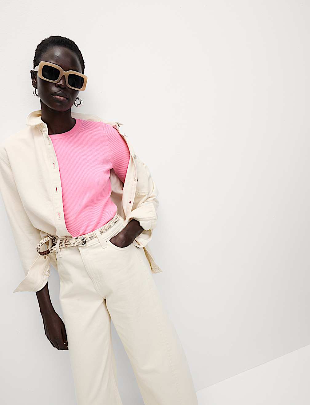 Ribbed Crew Neck Knitted Top