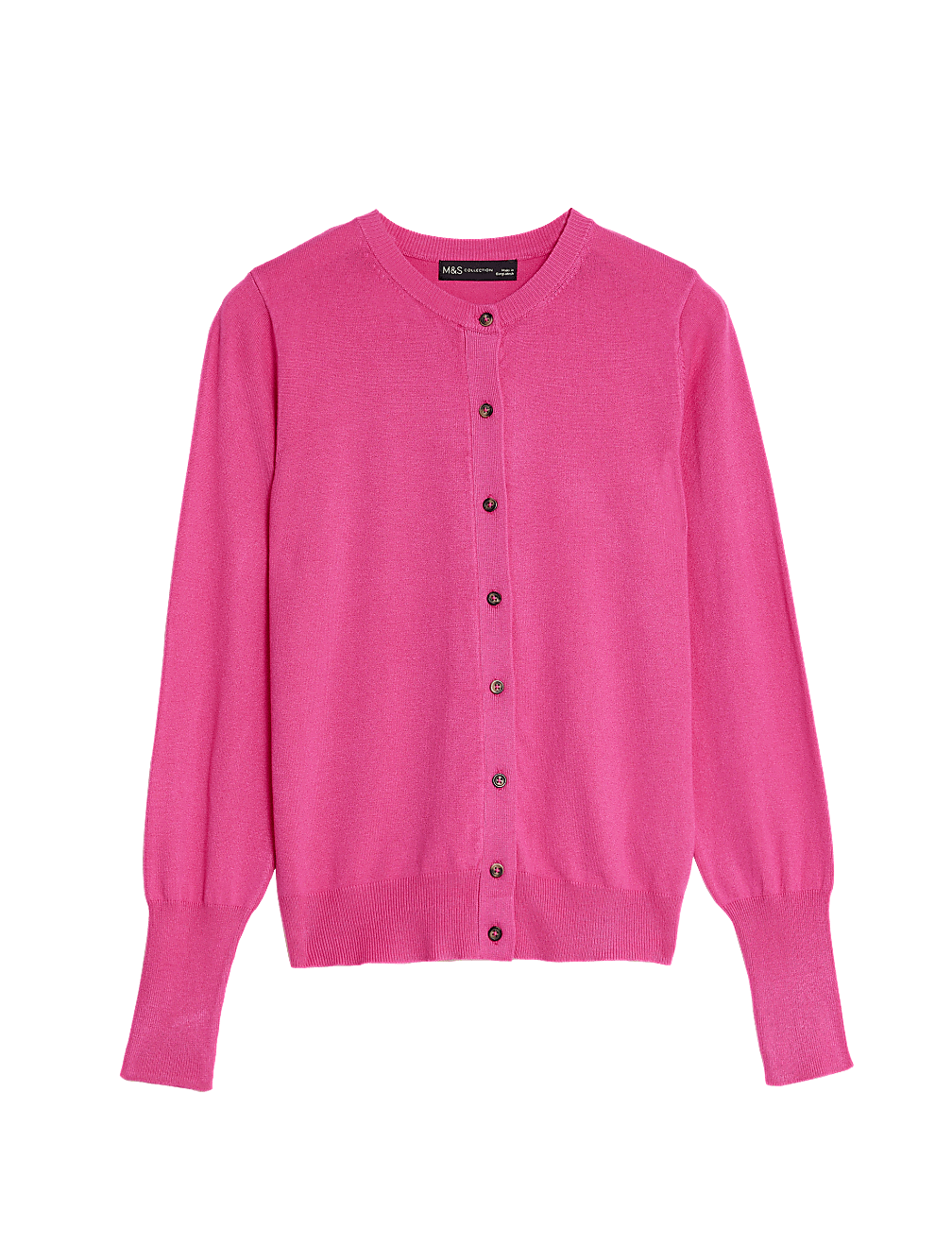 Crew Neck Button Front Cardigan