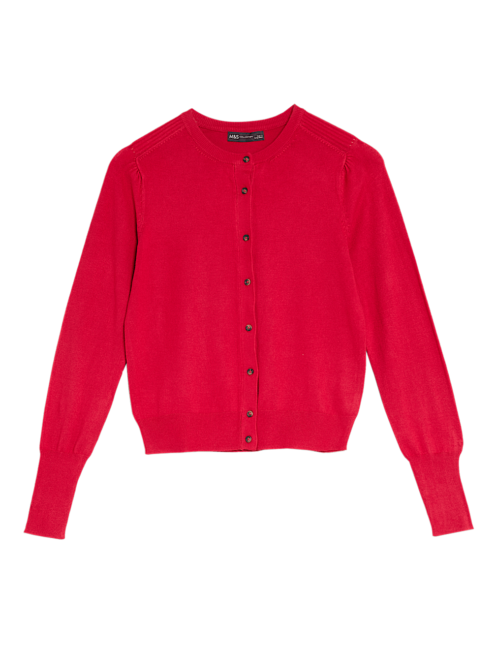 Crew Neck Button Front Cardigan