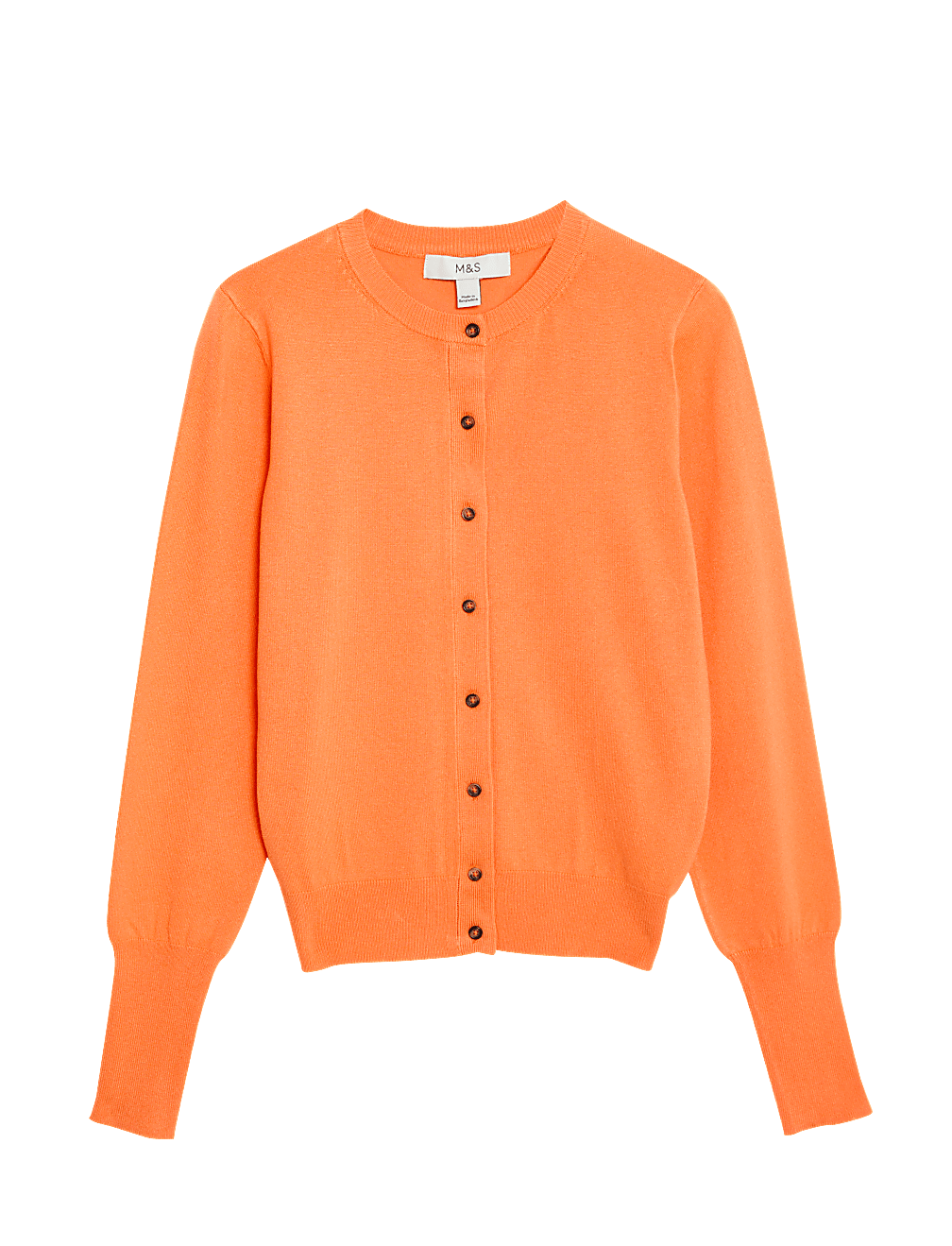 Crew Neck Button Front Cardigan