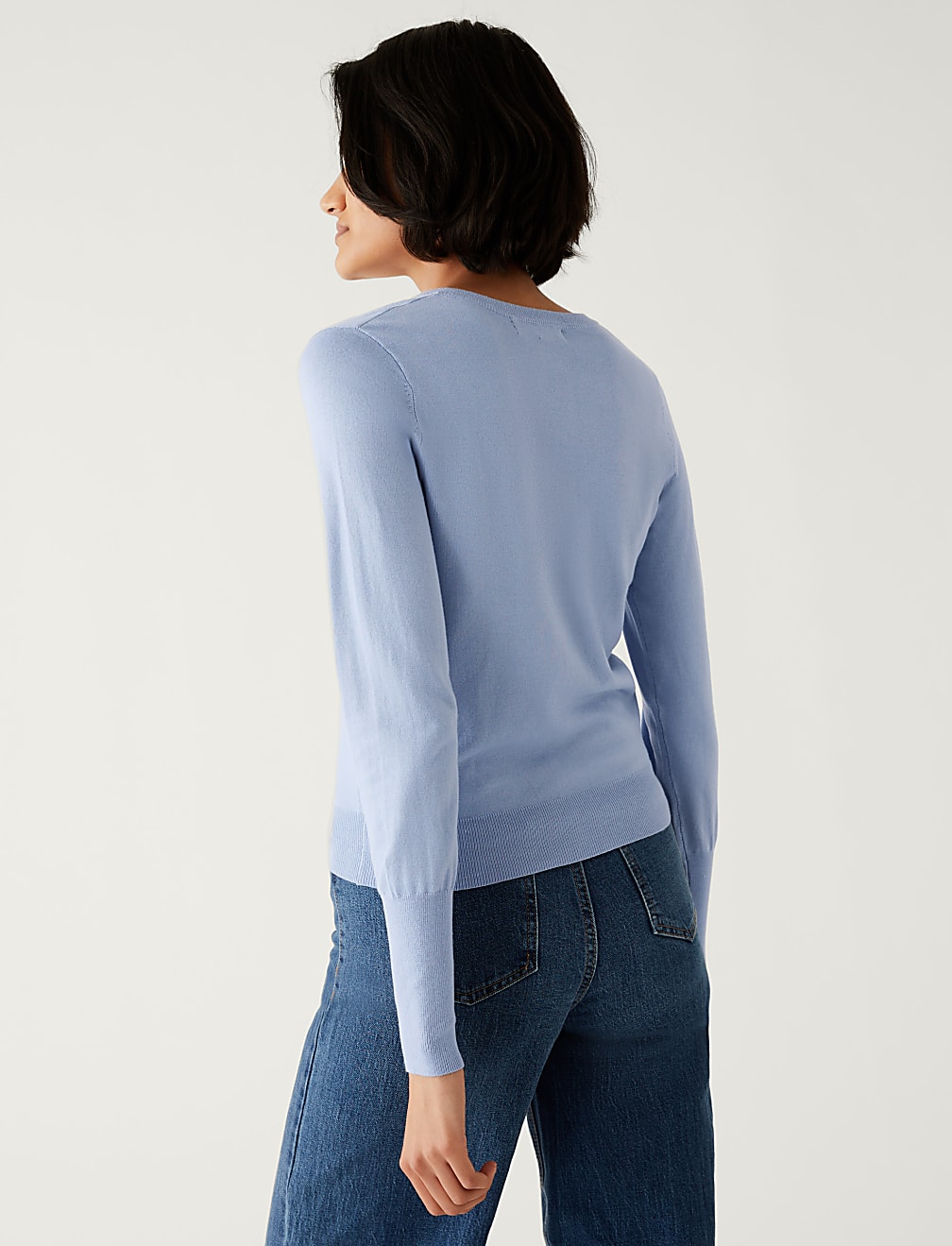 Crew Neck Button Front Cardigan