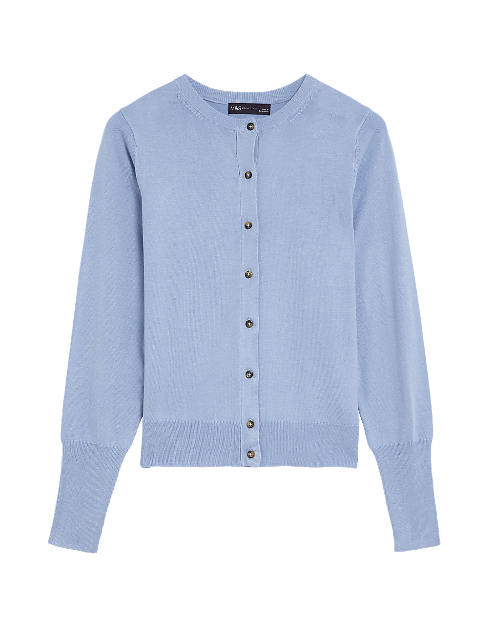 Crew Neck Button Front Cardigan
