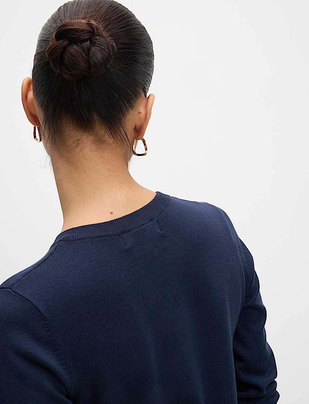 Crew Neck Button Front Cardigan