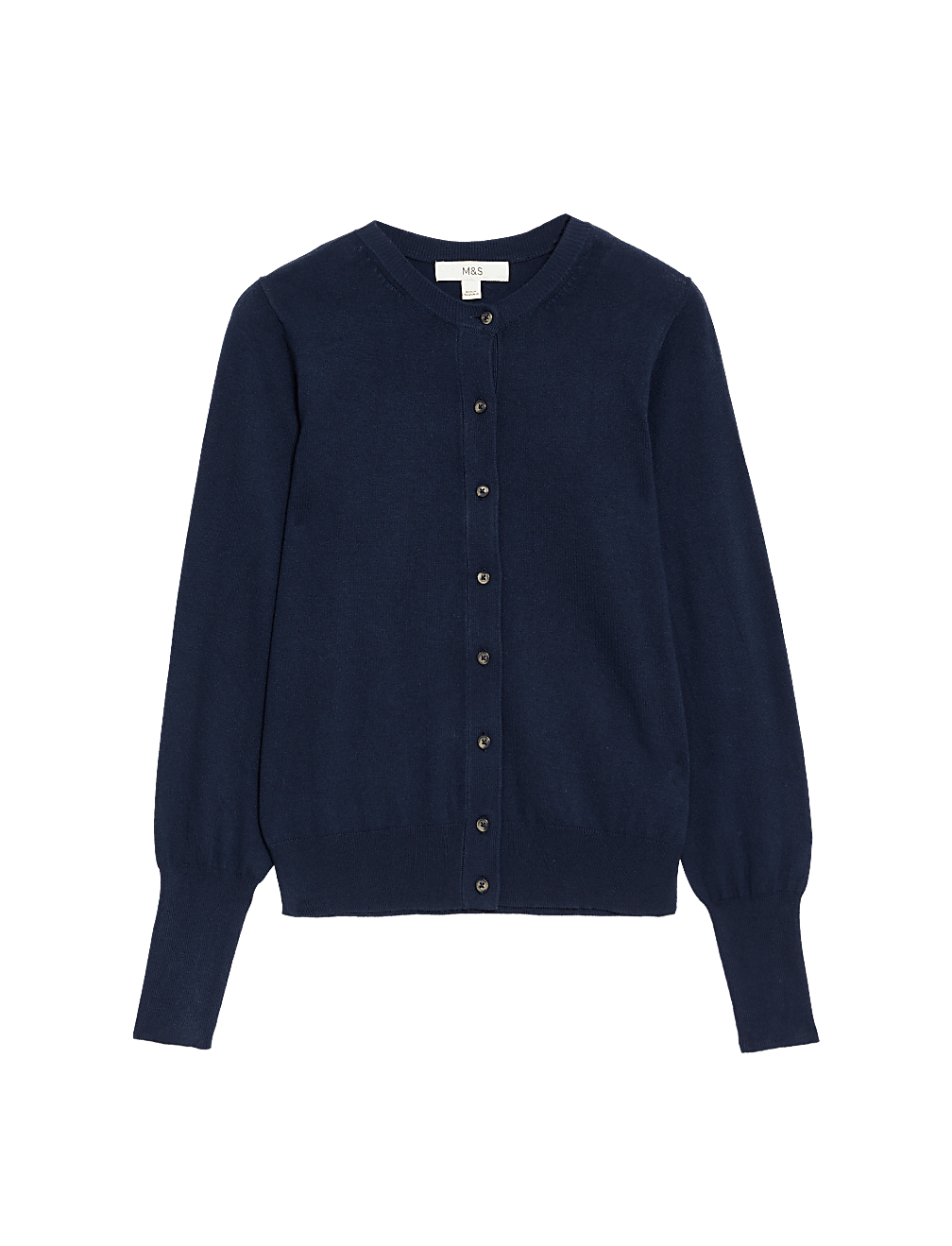Crew Neck Button Front Cardigan
