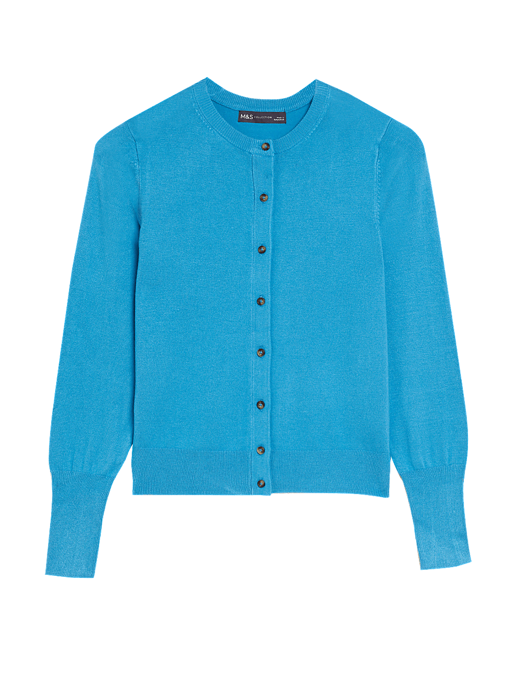 Crew Neck Button Front Cardigan