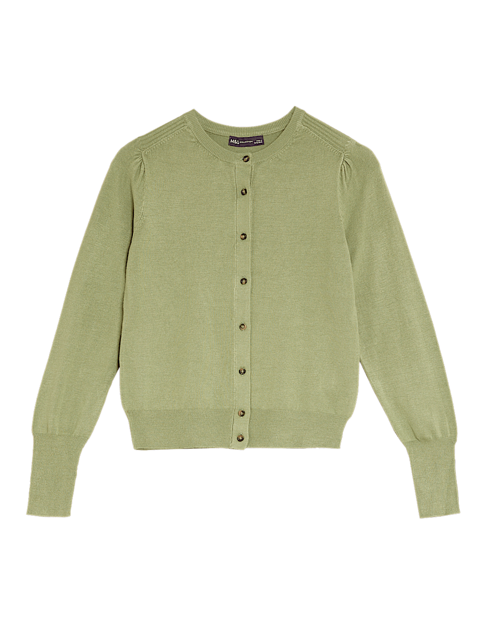 Crew Neck Button Front Cardigan
