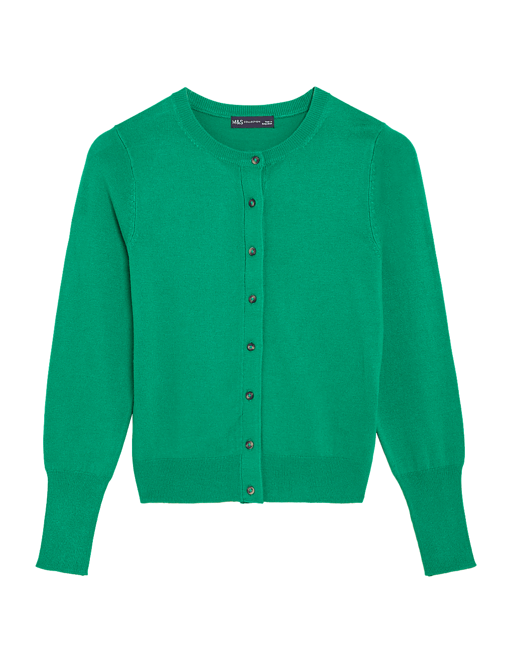Crew Neck Button Front Cardigan