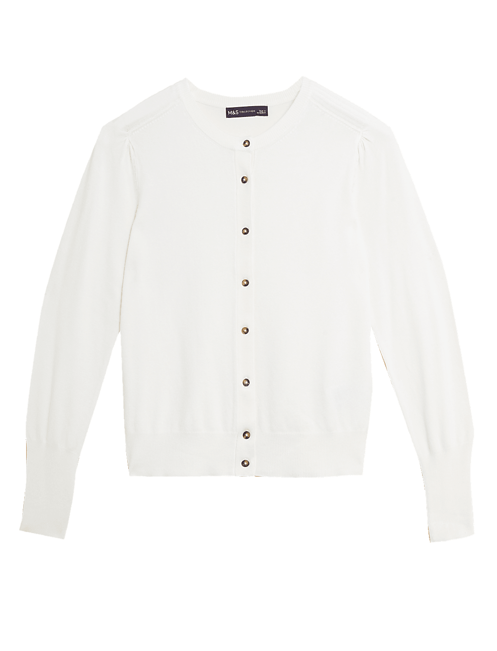 Crew Neck Button Front Cardigan