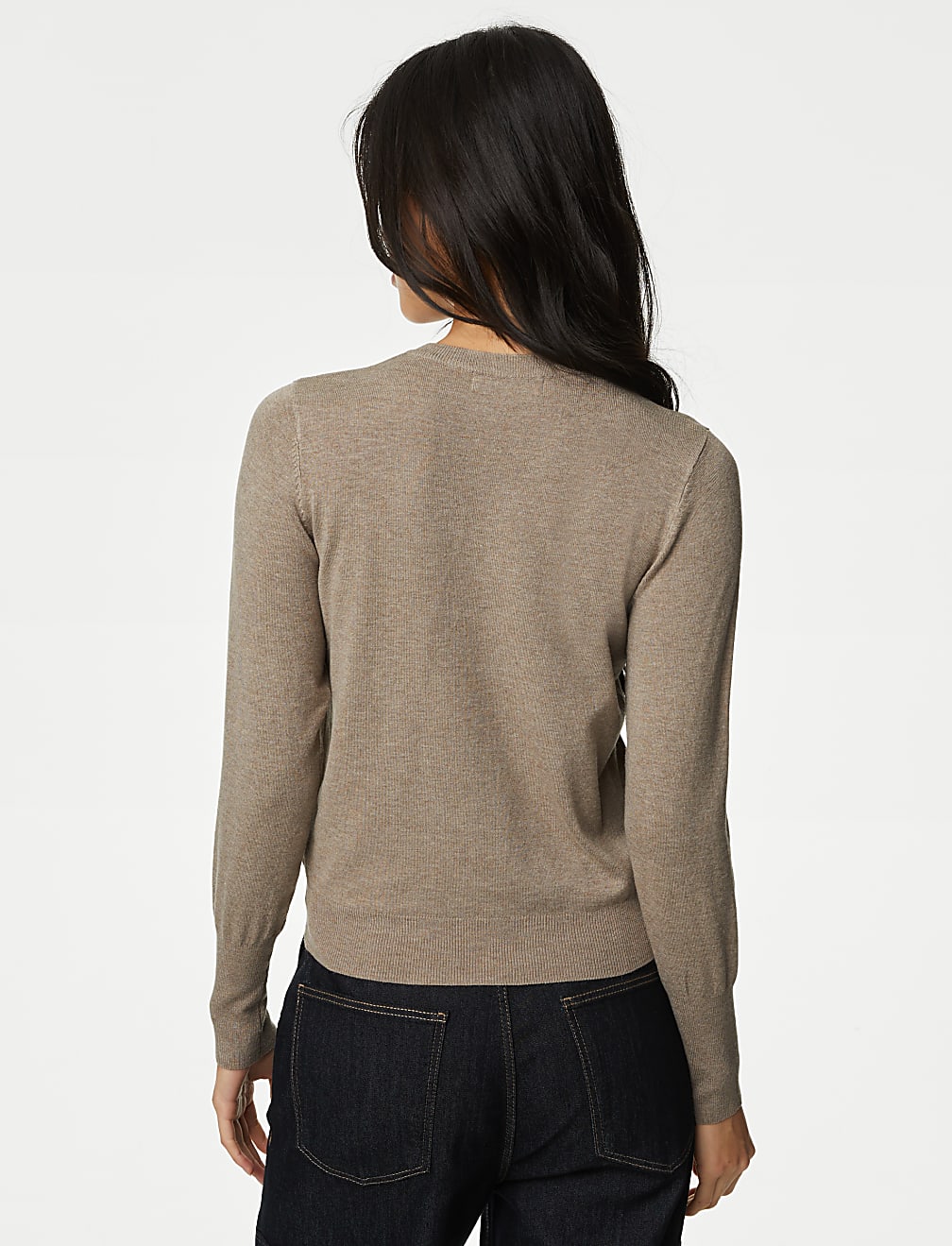 Crew Neck Button Front Cardigan