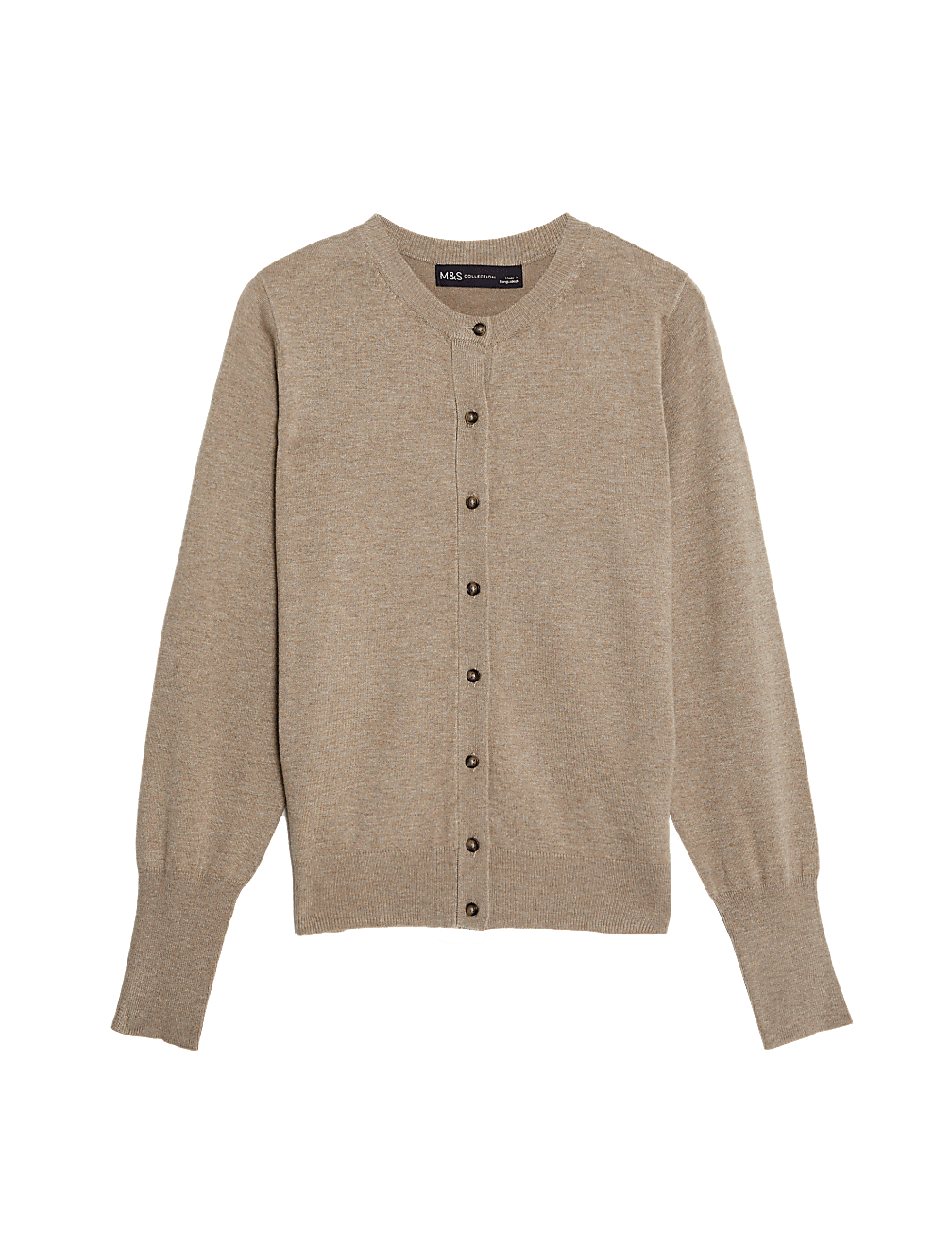Crew Neck Button Front Cardigan