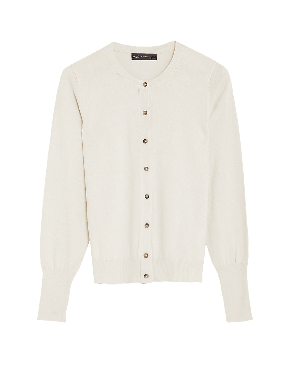 Crew Neck Button Front Cardigan