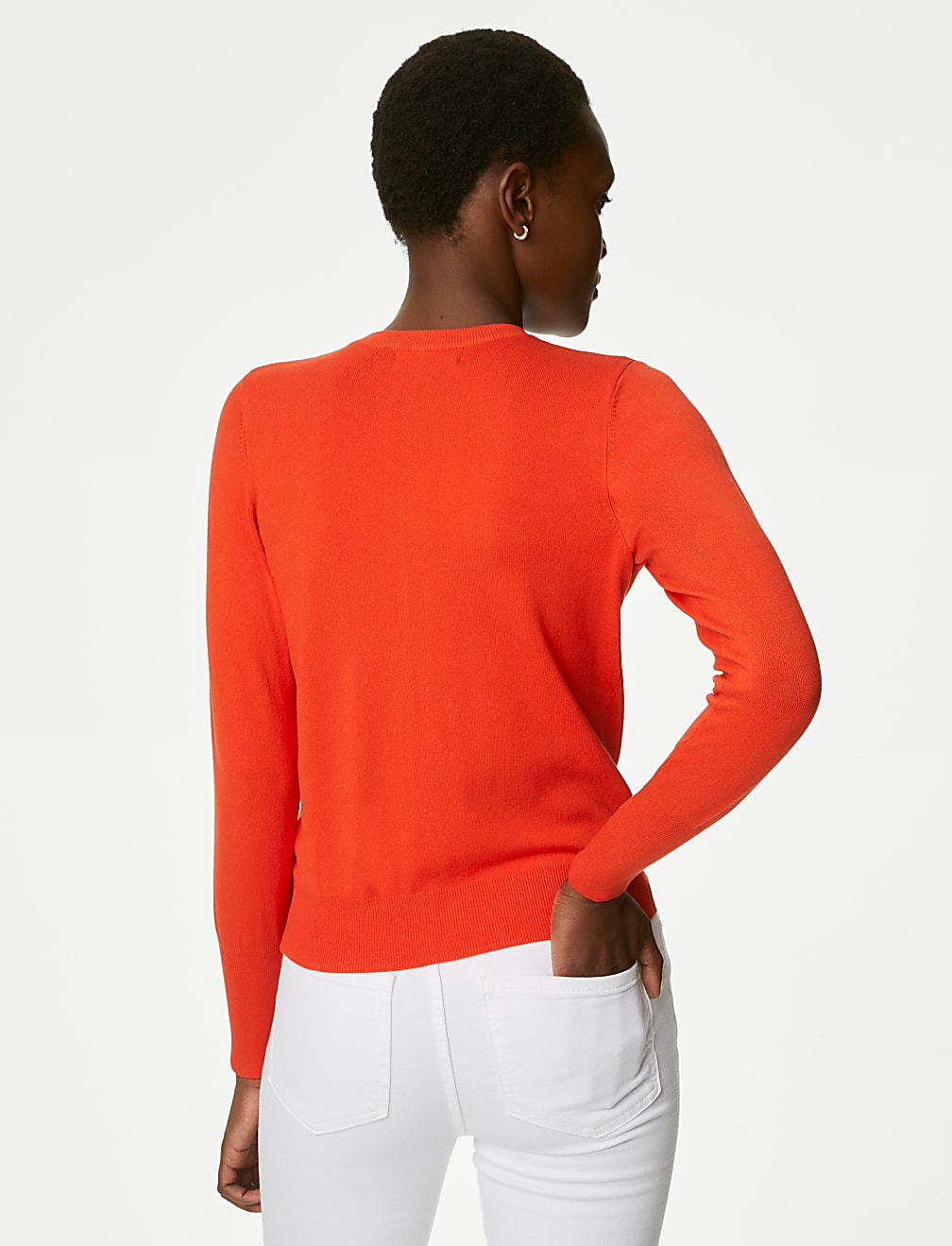 Crew Neck Button Front Cardigan