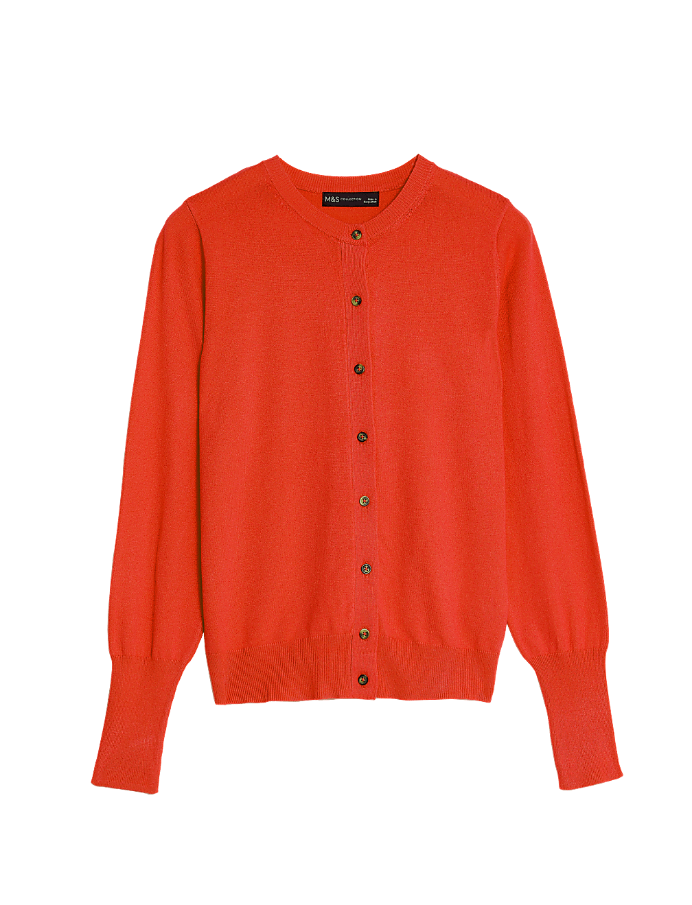 Crew Neck Button Front Cardigan