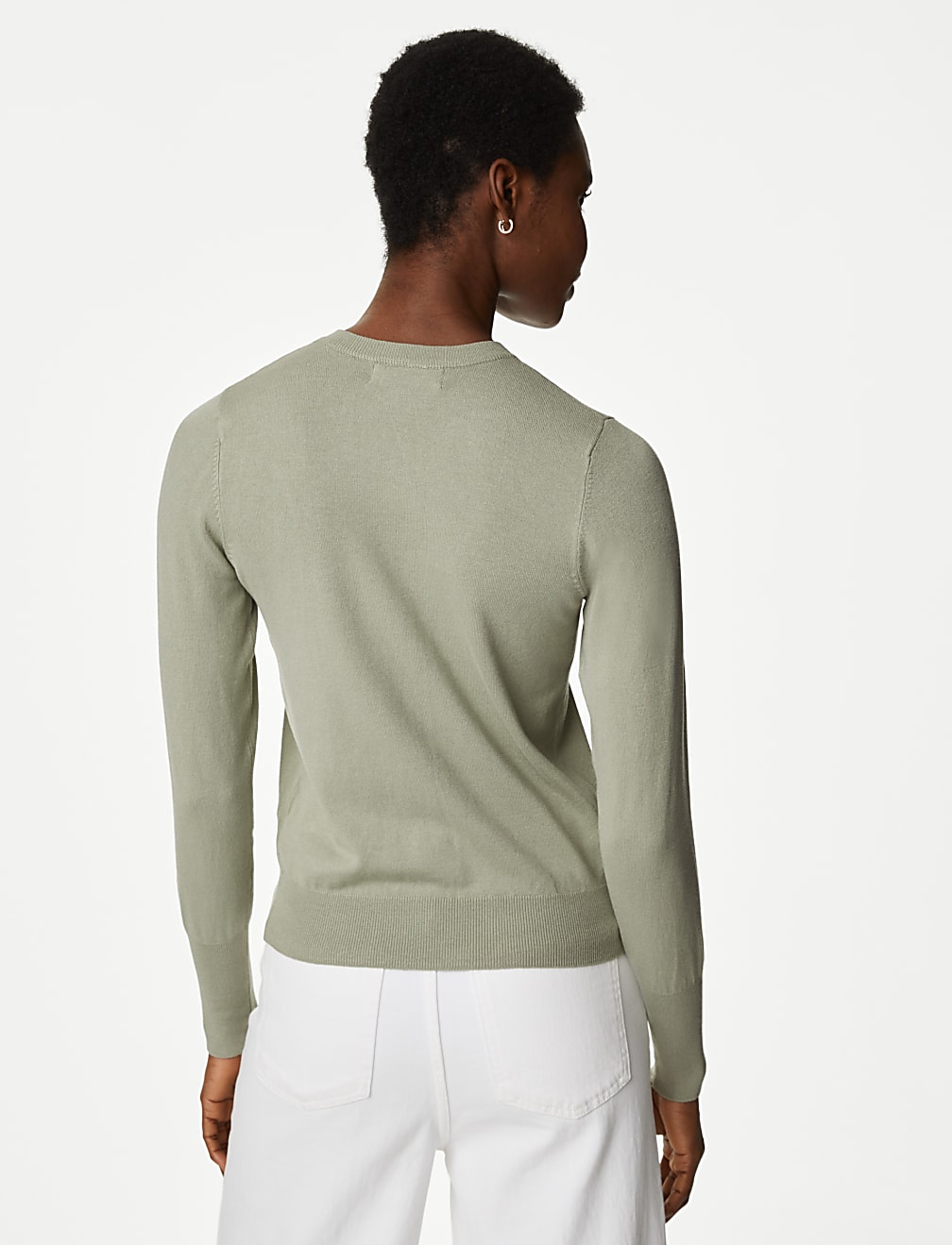 Crew Neck Button Front Cardigan