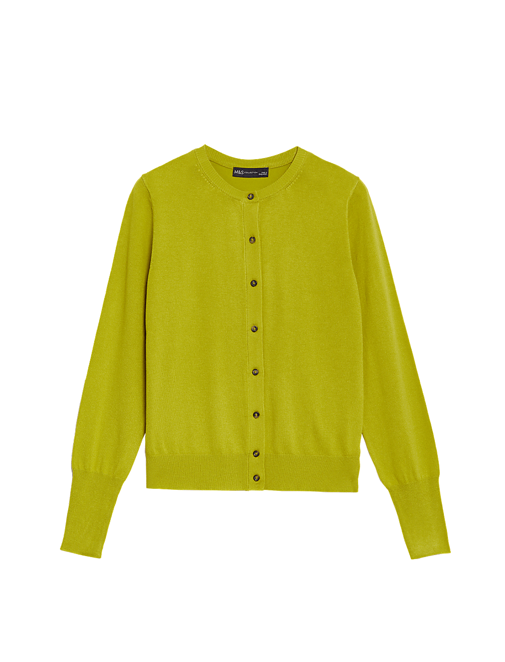 Crew Neck Button Front Cardigan
