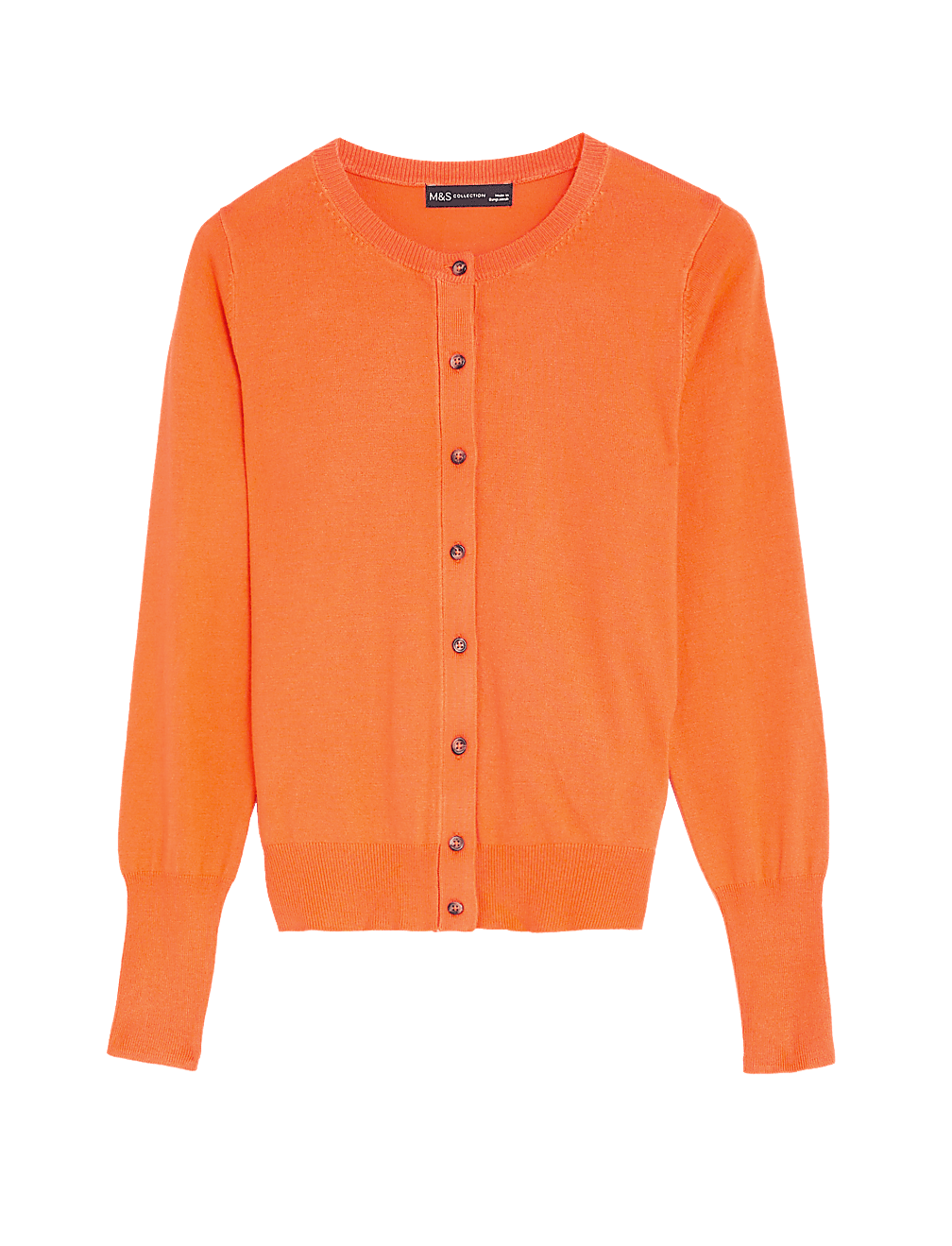 Crew Neck Button Front Cardigan
