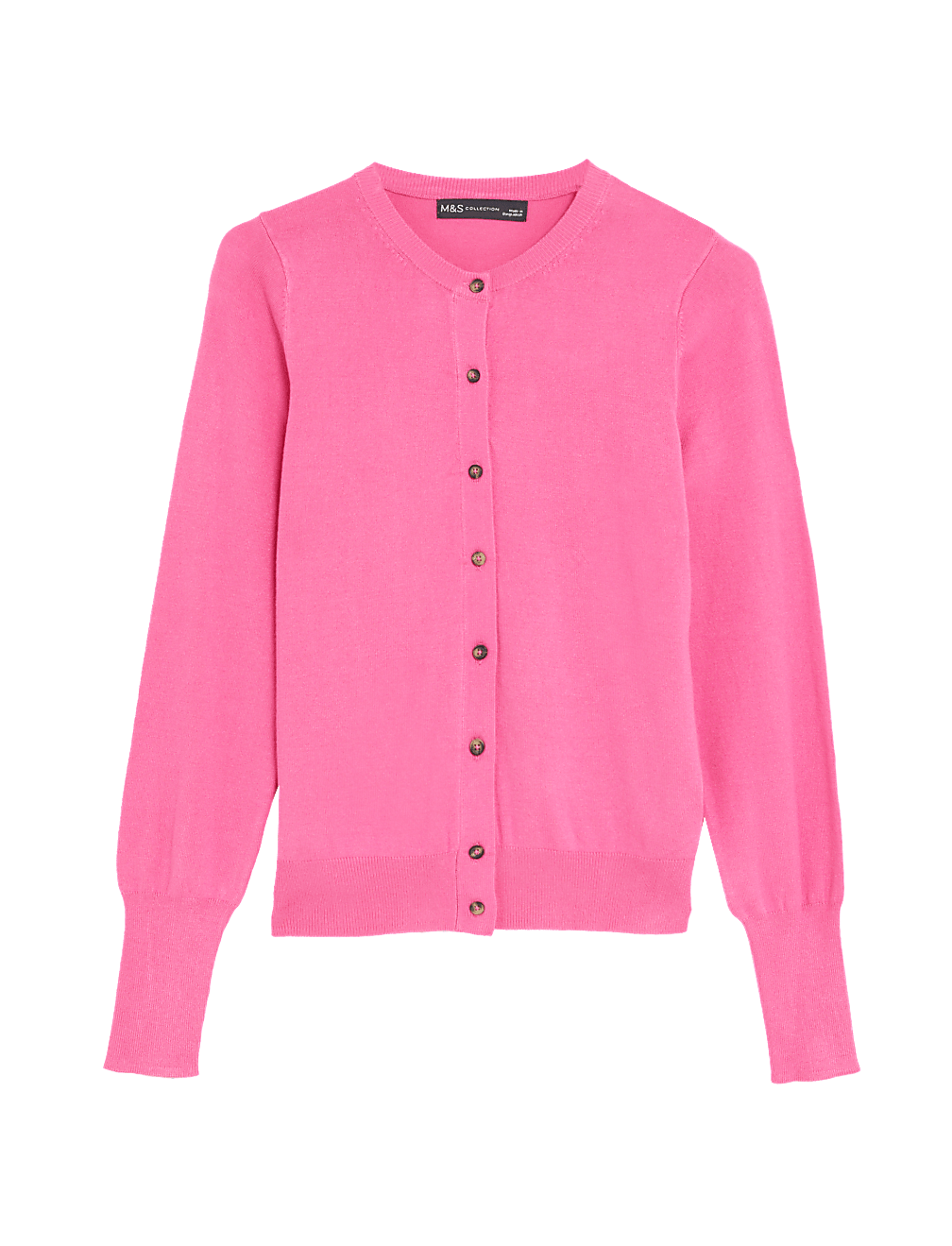 Crew Neck Button Front Cardigan