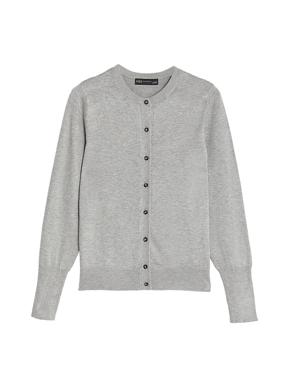 Crew Neck Button Front Cardigan