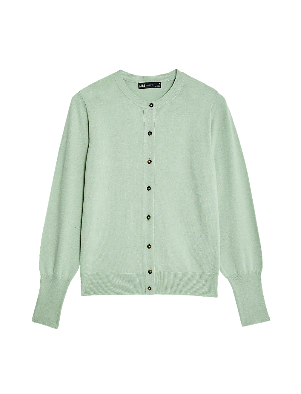 Crew Neck Button Front Cardigan