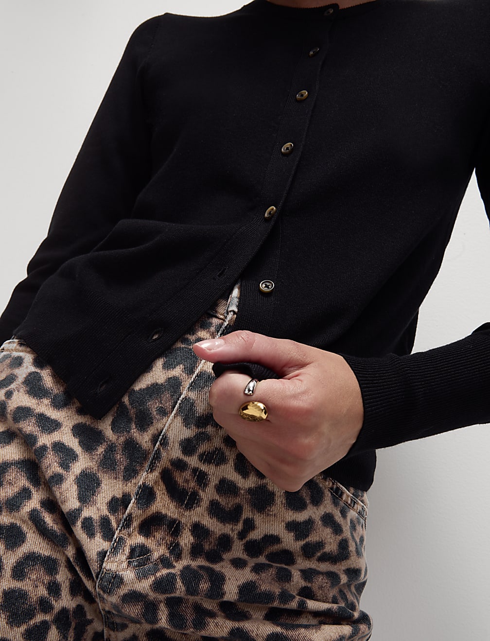 Crew Neck Button Front Cardigan