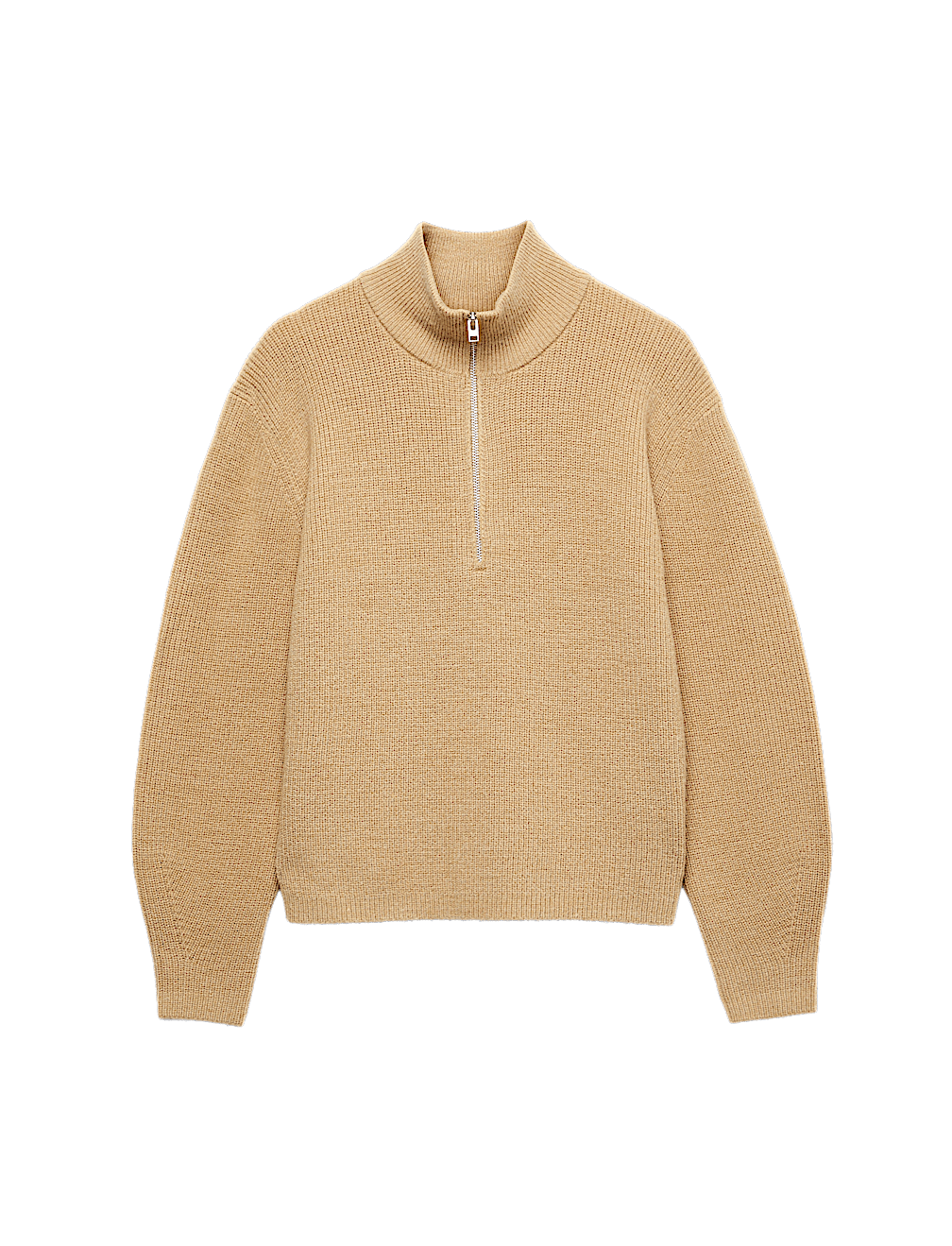 Wool Blend Textured Funnel Neck Half Zip Jumper