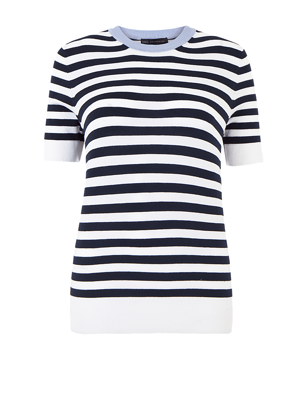 Striped Round Neck Short Sleeve Knitted Top