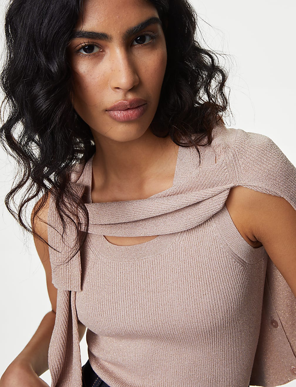 Sparkly Crew Neck Knitted Vest