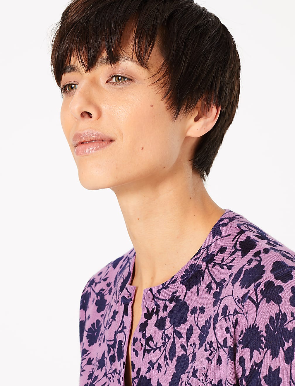 Floral Round Neck Cardigan