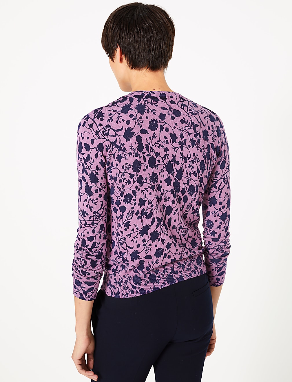 Floral Round Neck Cardigan