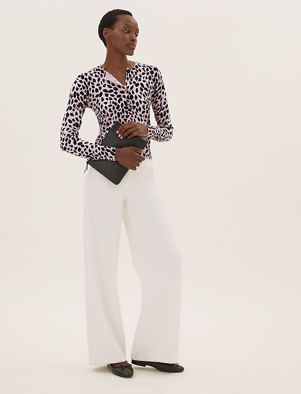 Animal Print Crew Neck Cardigan