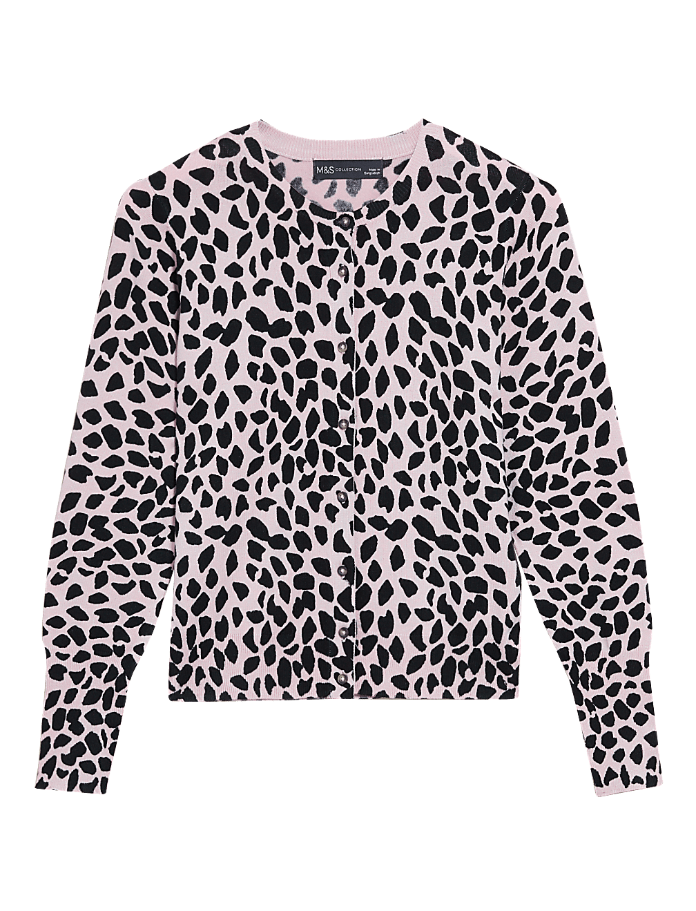 Animal Print Crew Neck Cardigan