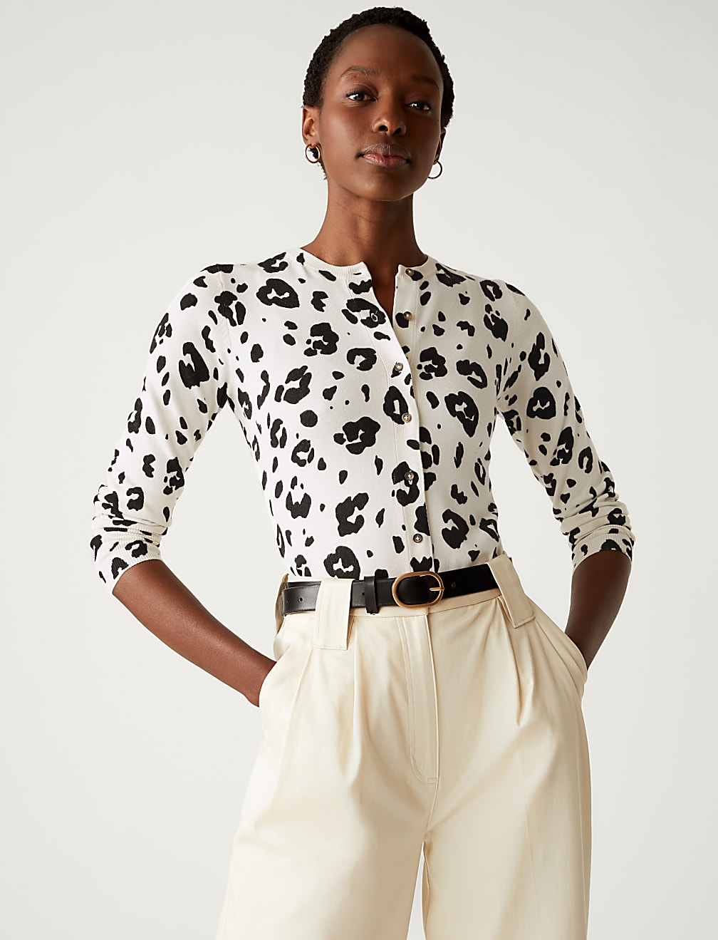 Animal Print Button Through Cardigan