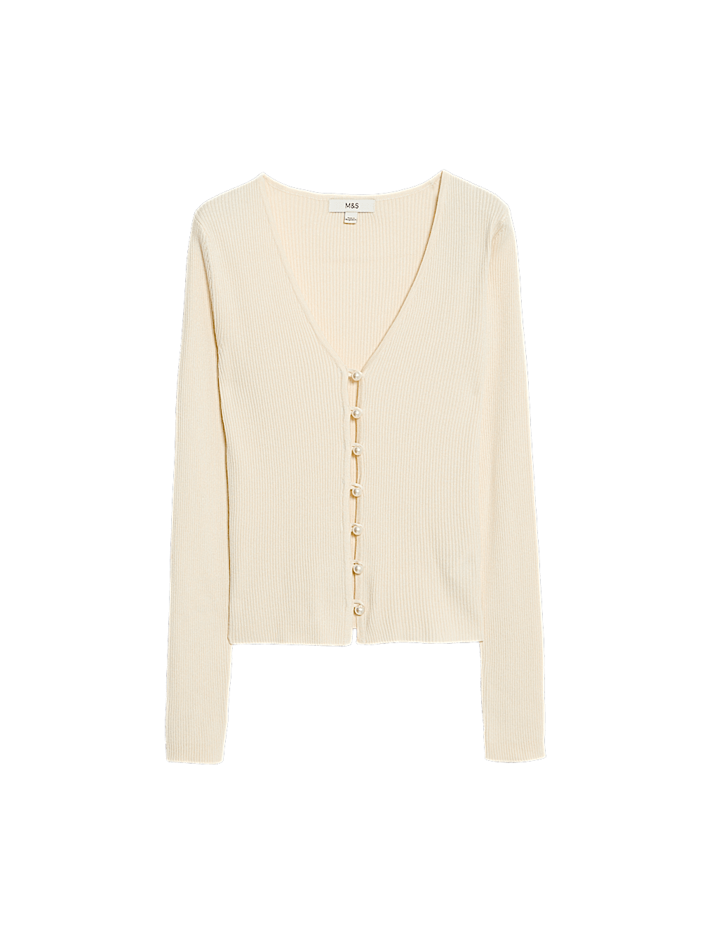 Ribbed V-Neck Button Front Cardigan