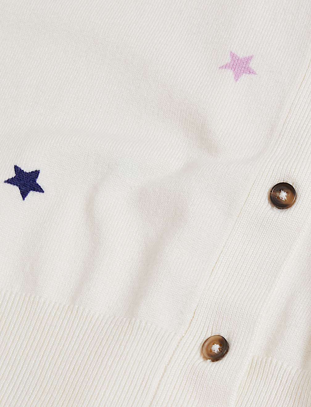 Star Print Crew Neck Button Front Cardigan