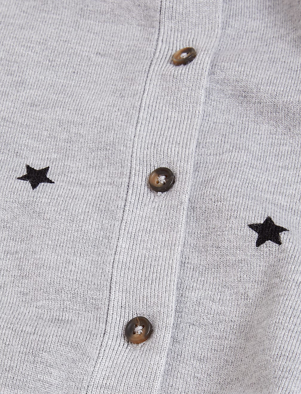 Star Print Crew Neck Button Front Cardigan