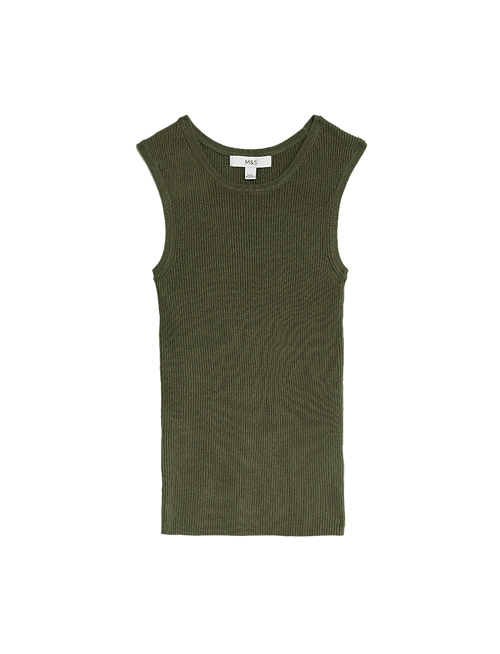 Ribbed Crew Neck Knitted Vest