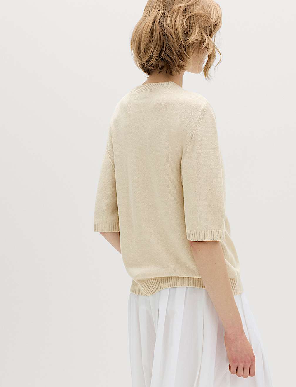Relaxed Fit Knitted Top With Linen