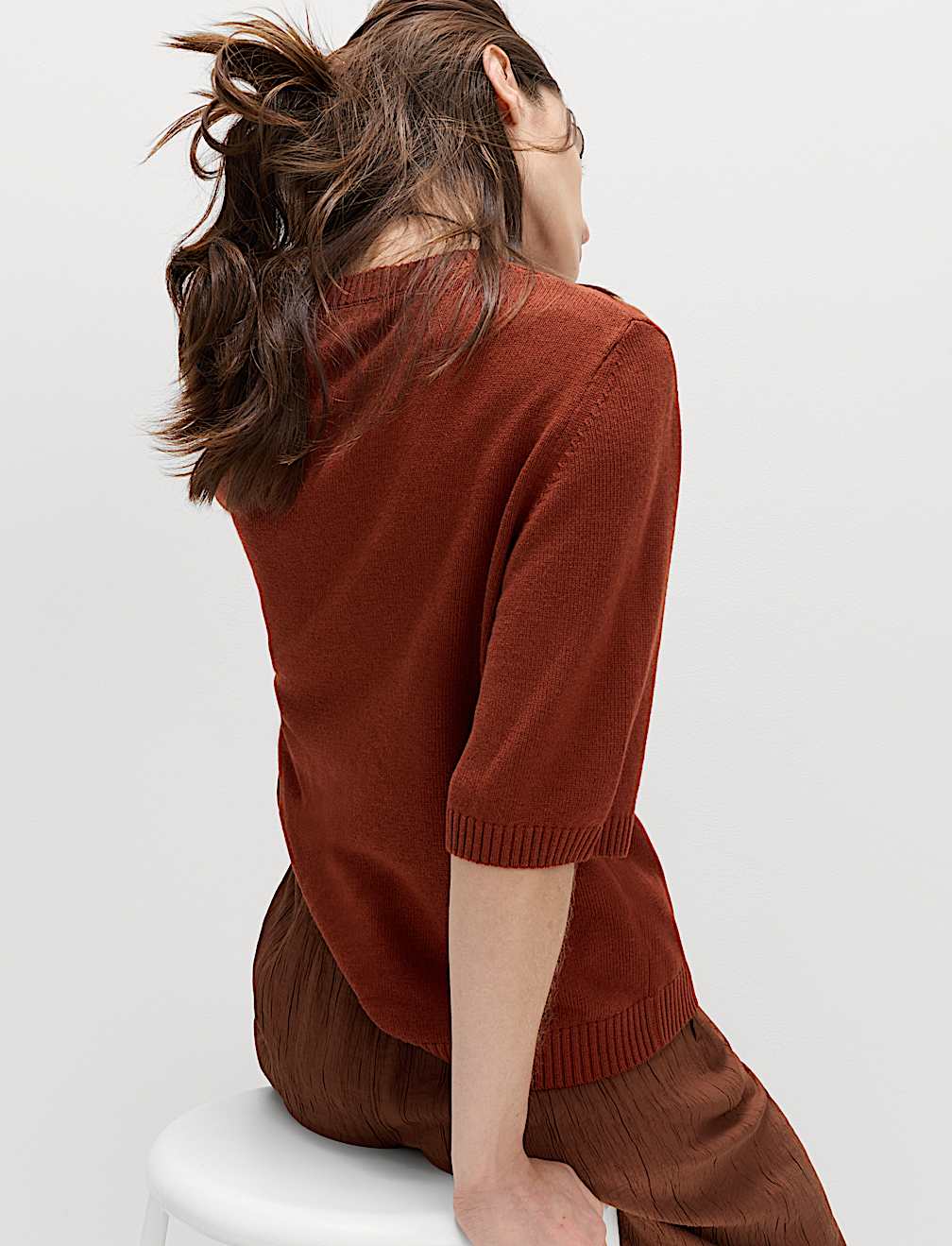 Relaxed Fit Knitted Top With Linen