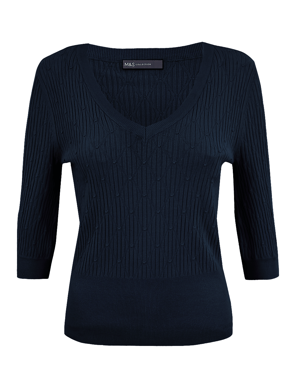 Textured Knitted V-Neck Top