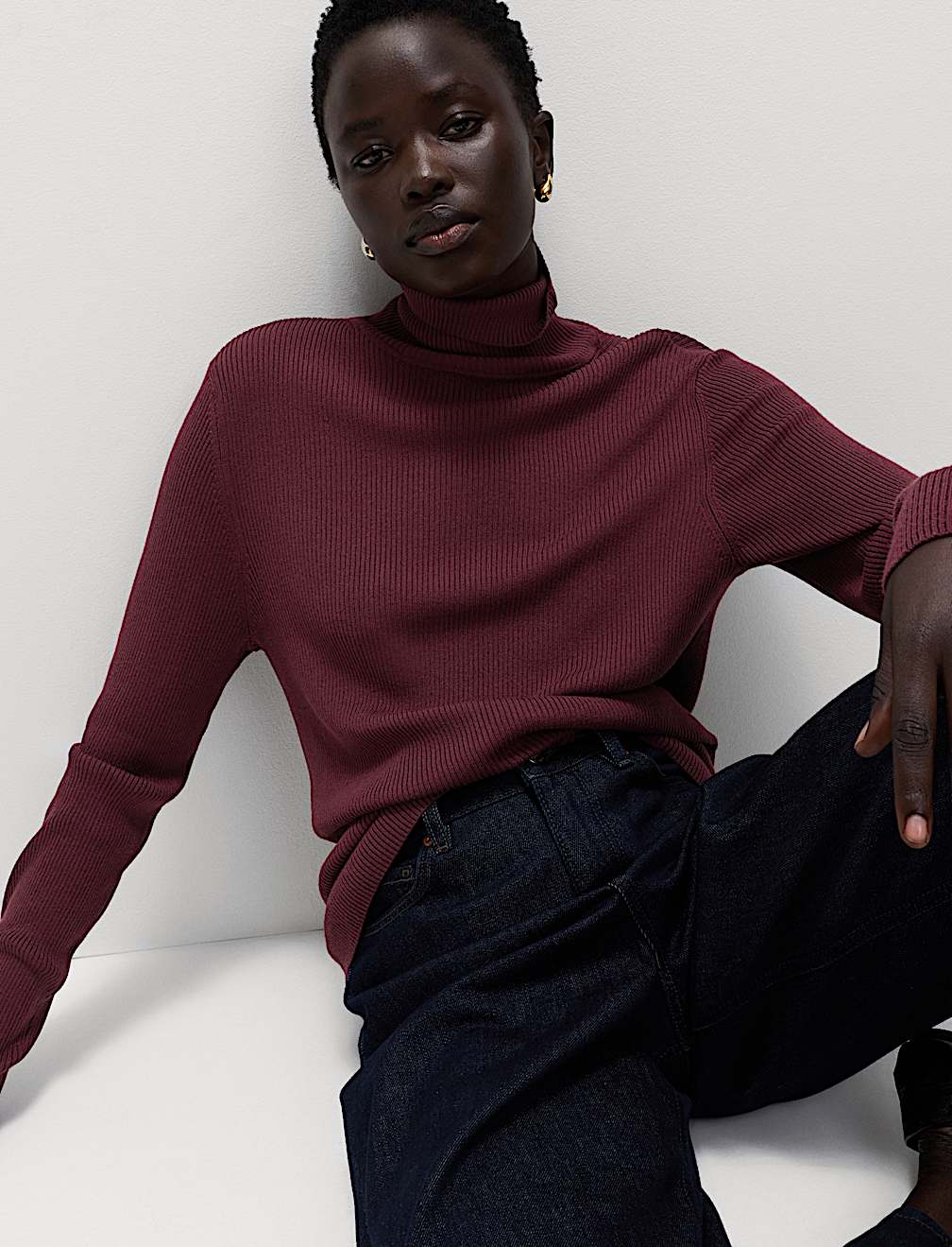 Ribbed Roll Neck Jumper