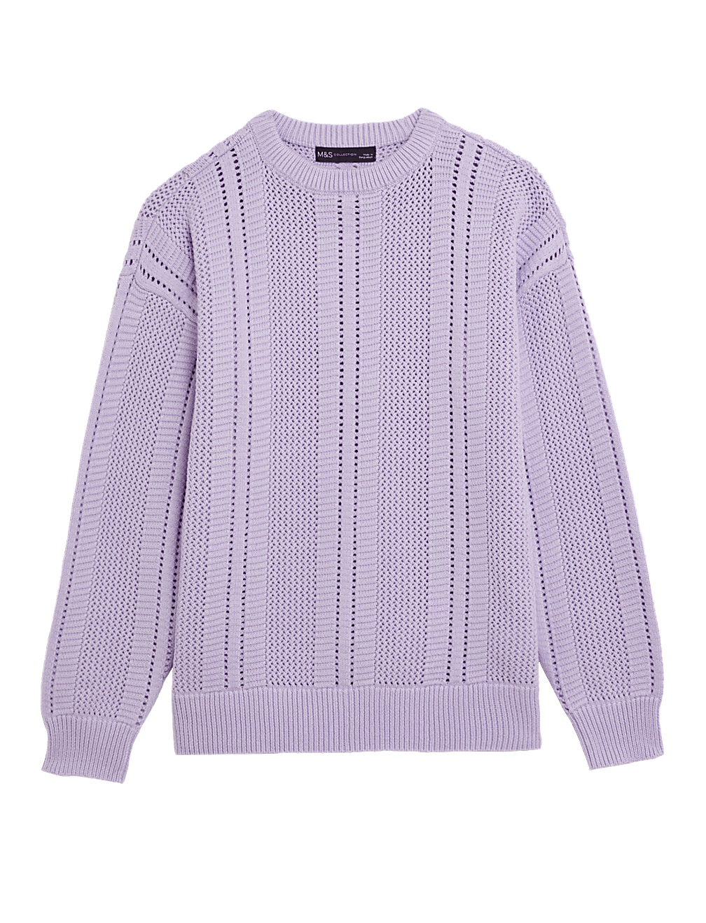 Cotton Rich Textured Crew Neck Jumper