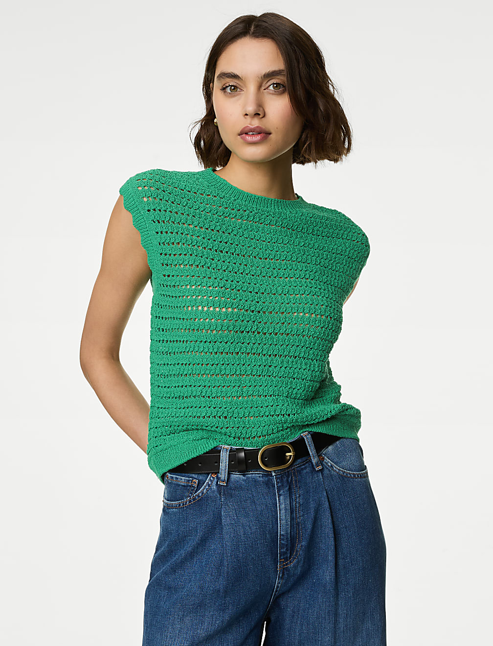 Cotton Rich Striped Knitted Top
