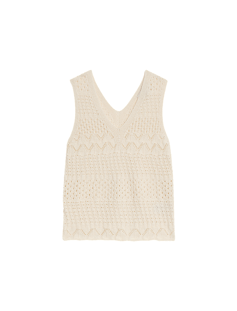 Cotton Rich Textured V-Neck Knitted Vest