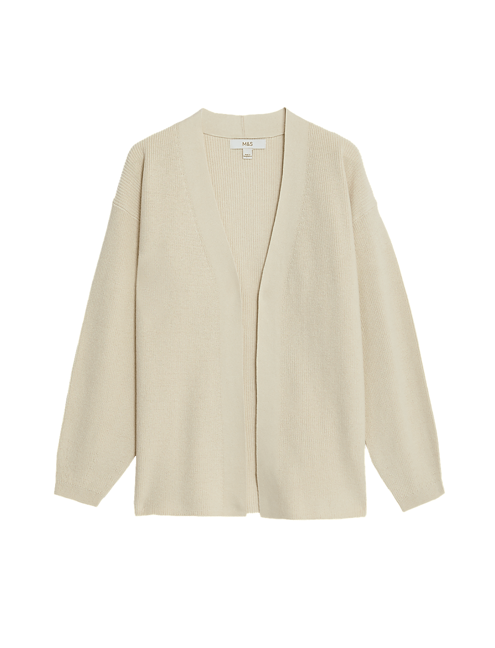 Cotton Rich Ribbed V-Neck Edge to Edge Cardigan