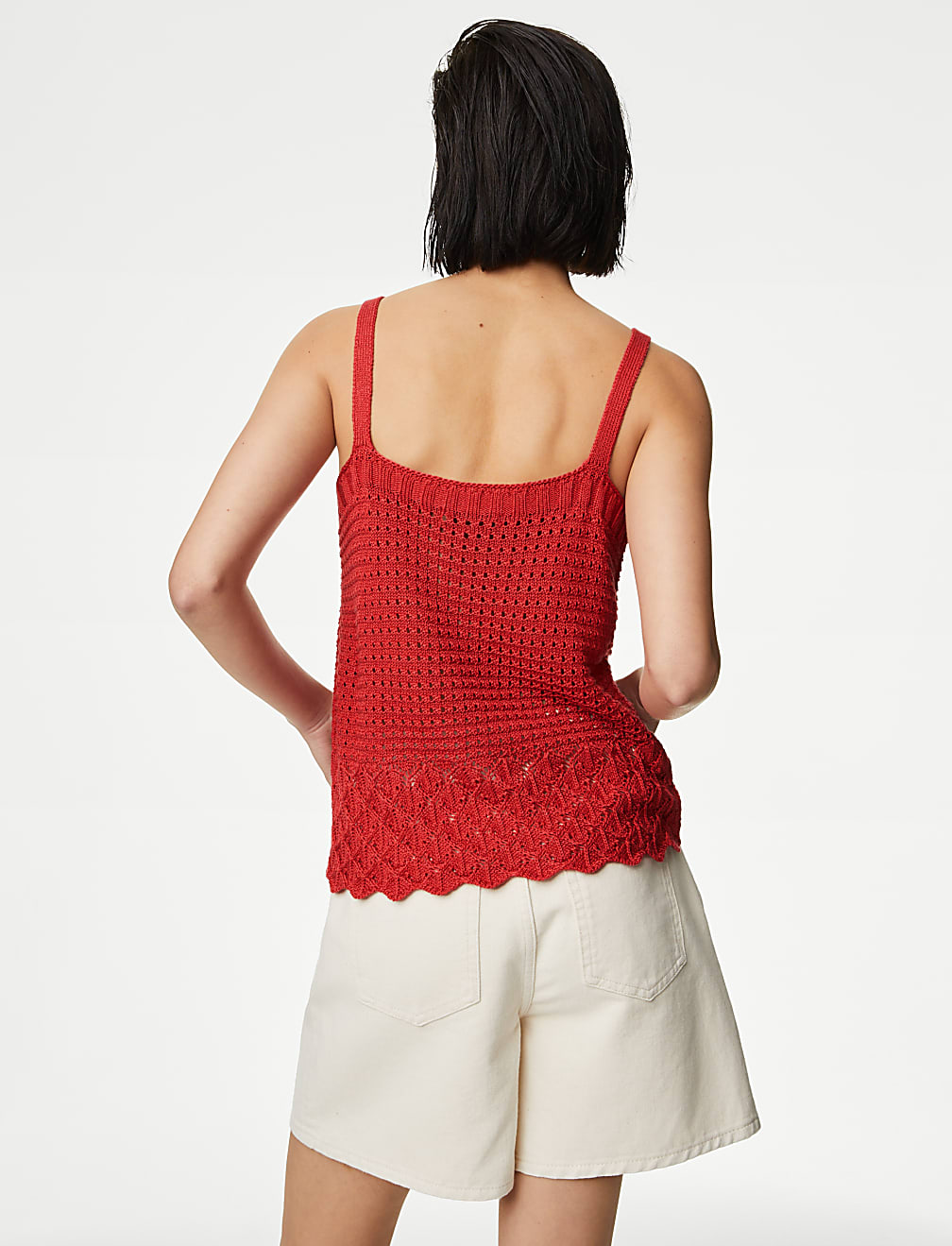 Pointelle Textured V Neck Knitted Vest