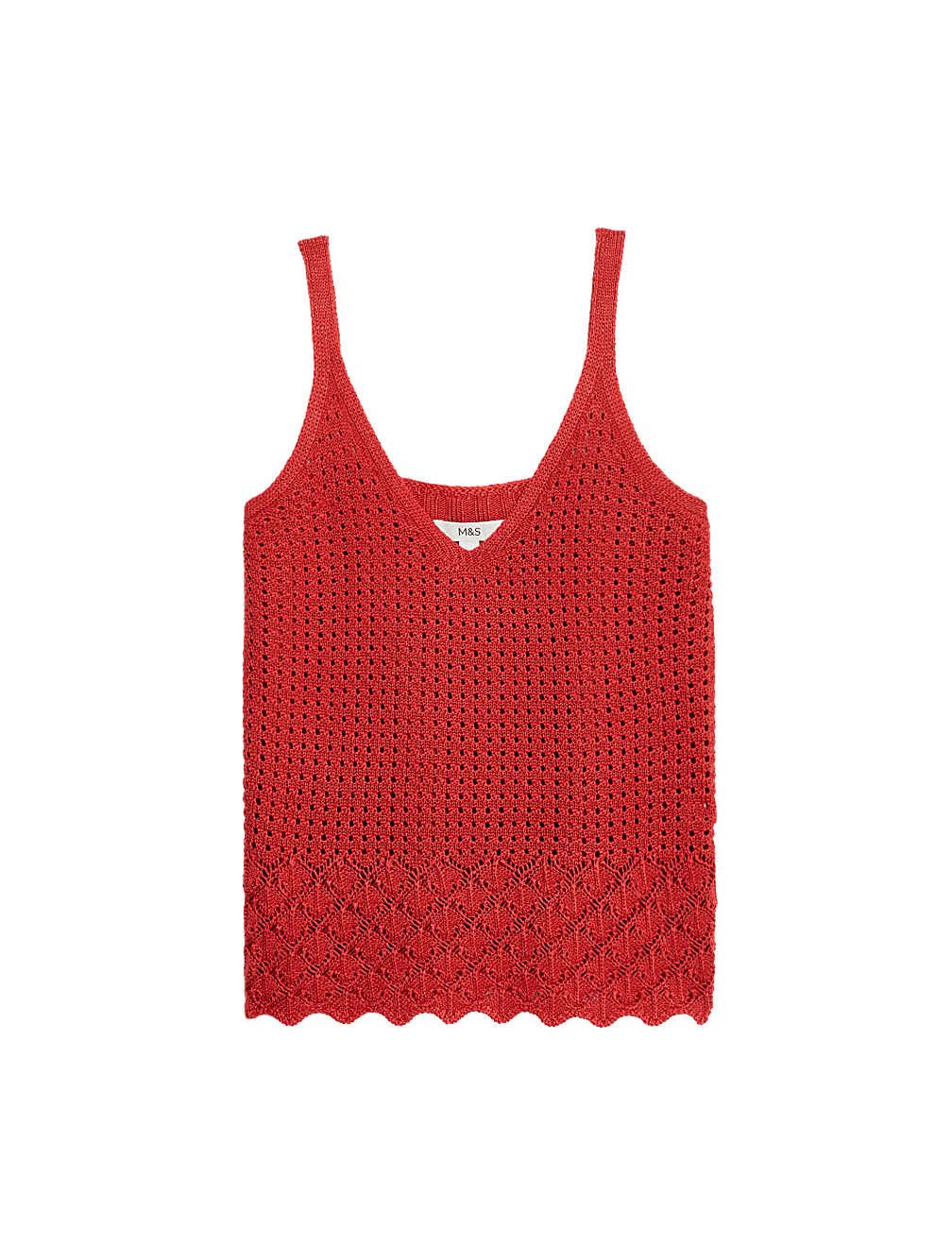 Pointelle Textured V Neck Knitted Vest