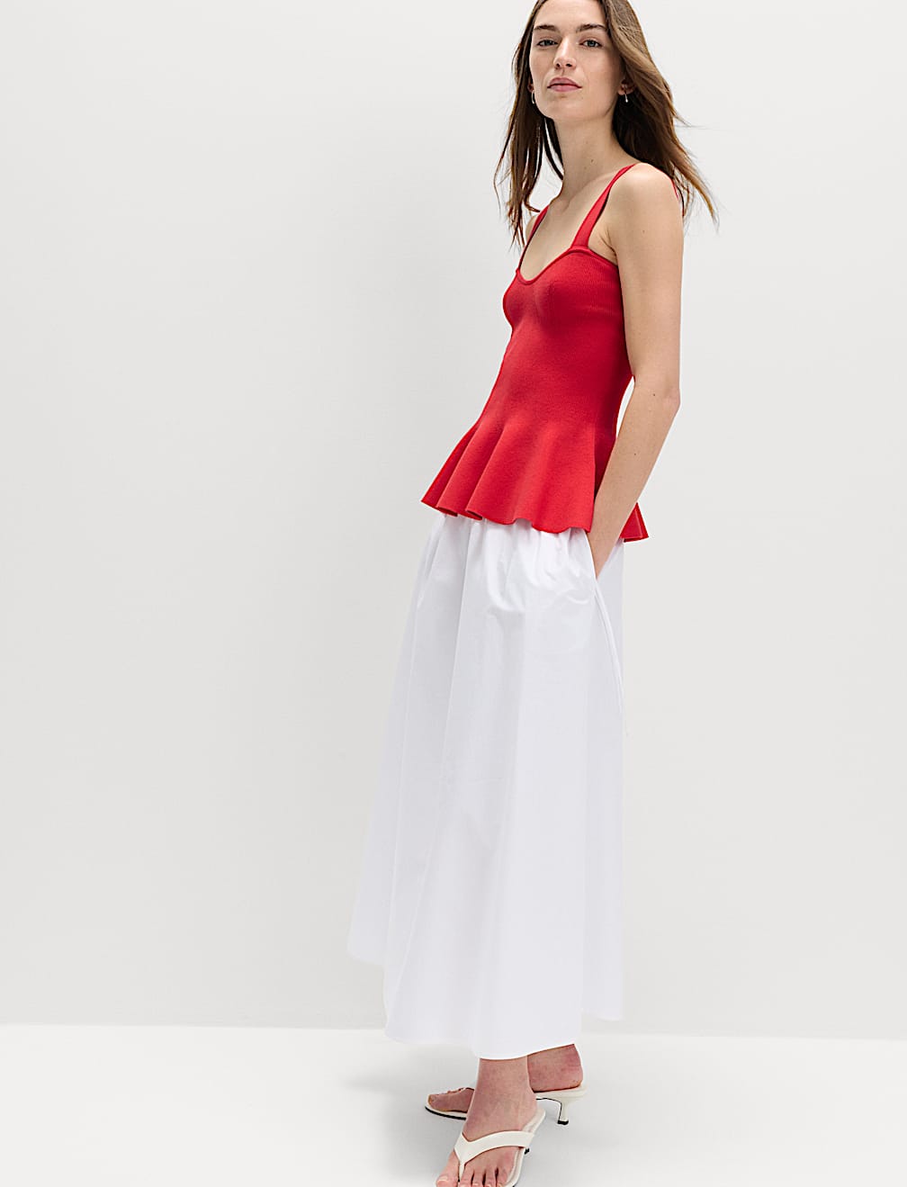 Ribbed Sweetheart Peplum Knitted Vest