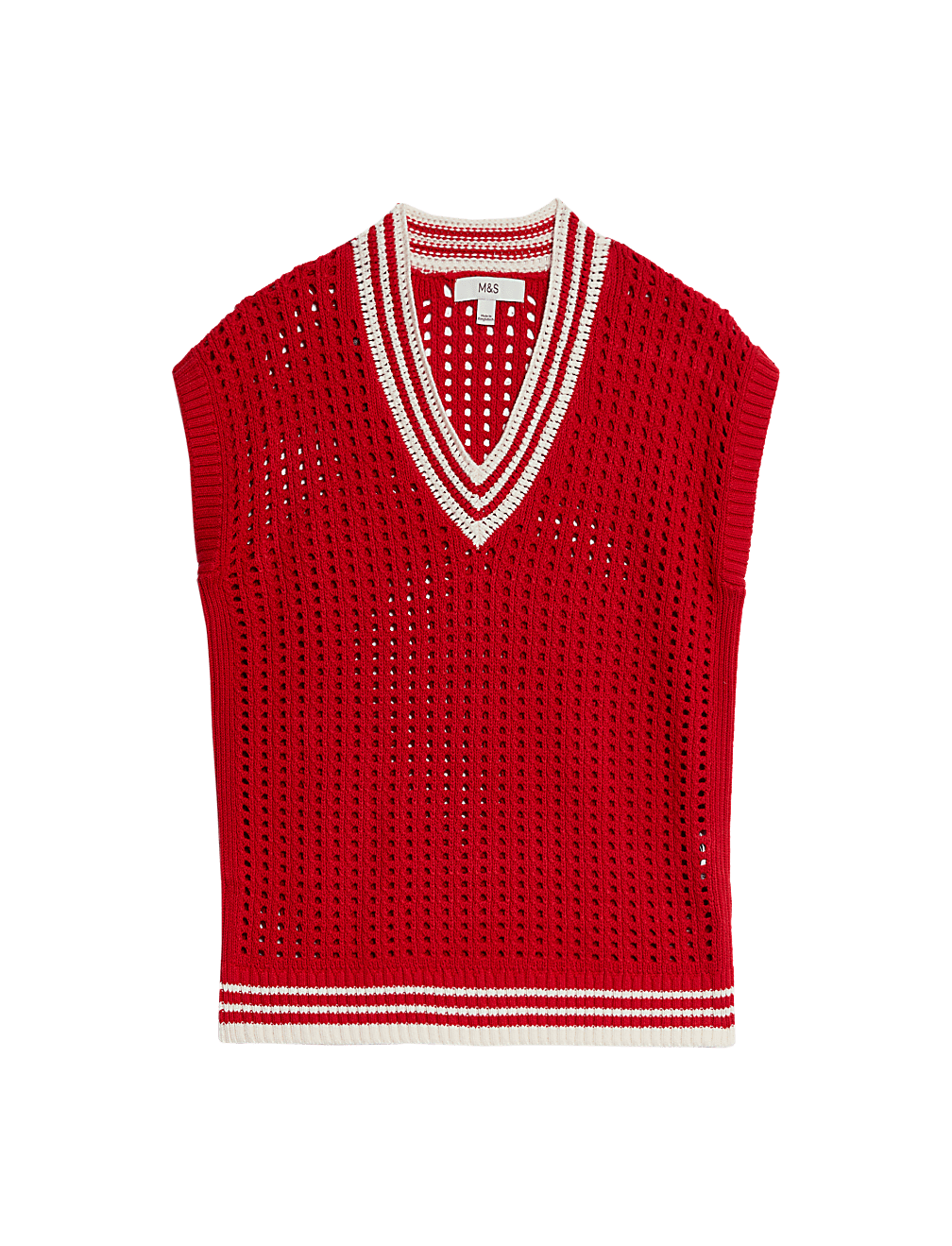 Cotton Rich Tipped Detail Knitted Vest